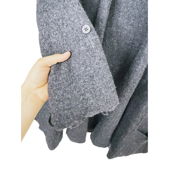 Eileen Fisher Merino Wool Open Cardigan Sweater Gray Pockets Layer One Size Fall - Picture 4 of 10
